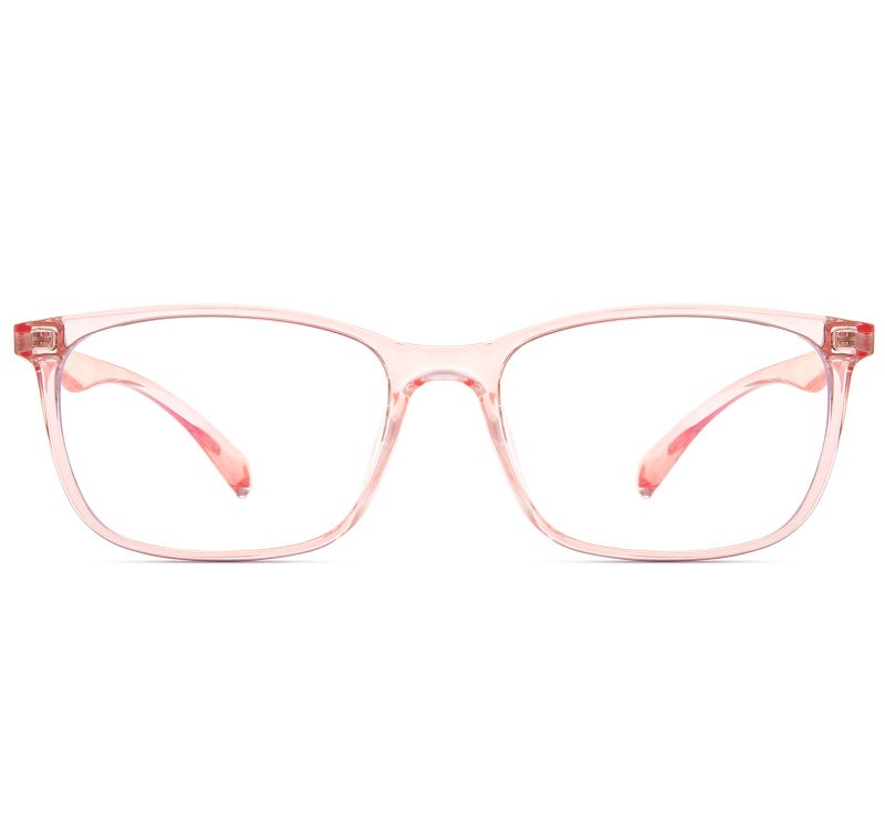 ANRRI Blue Light Blocking Computer Glasses Women Anti Eyestrain UV Filter Lens Lightweight Pink Frame Eyeglasses Clear Pink